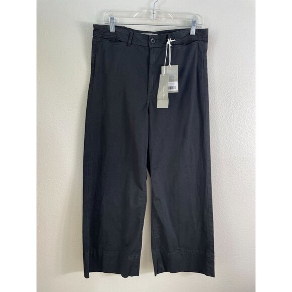 NEW Everlane Womens 12 Lightweight Wide Leg Crop Chino Washed Black Pants - Picture 1 of 9
